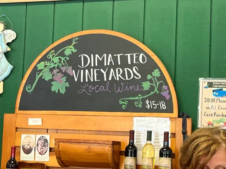 Illustrated and hand-lettered business sign for a South Jersey vineyard